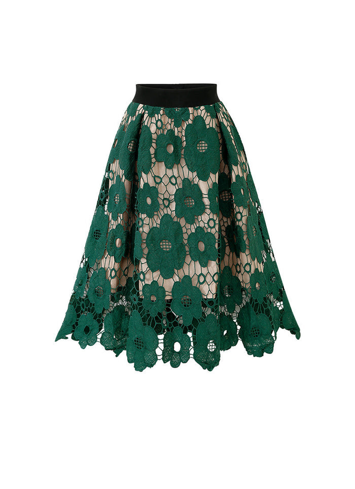 Women's Lace A-Line High-Waist Midi Skirt