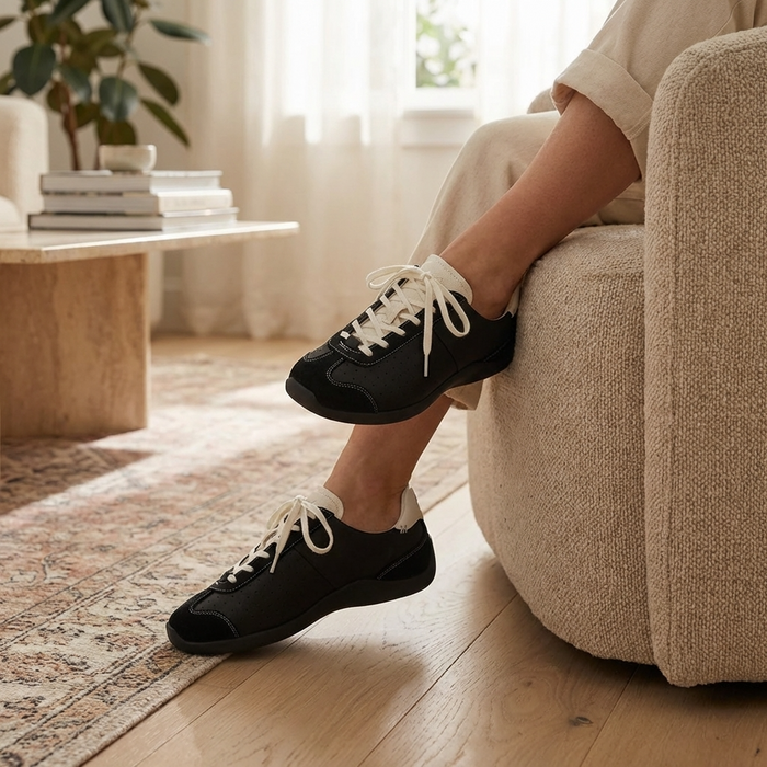 Women’s Leather Casual Sneakers – Cowhide Retro Low-Top Shoes with Soft Rubber Sole, Lightweight Comfort & Anti-Slip Design
