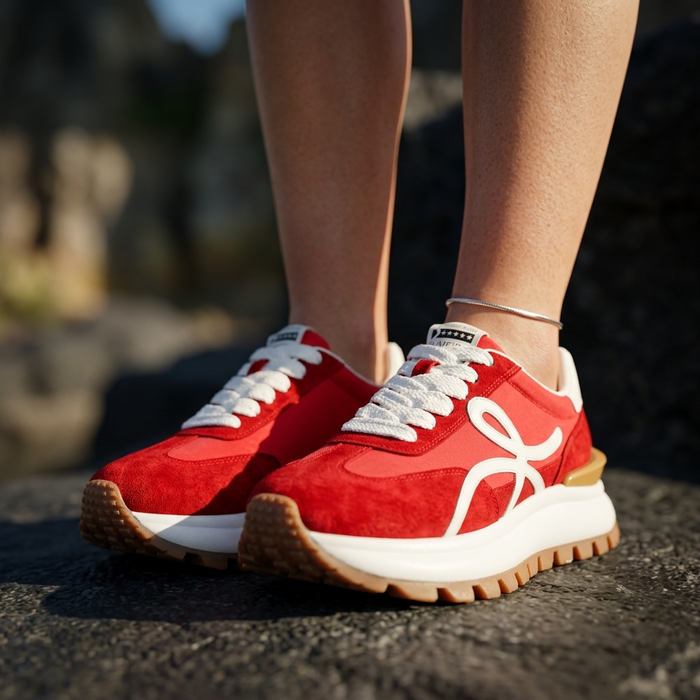 Women's Leather Platform Sneakers – Cross-Strap Thick Sole, 3-5cm Heel