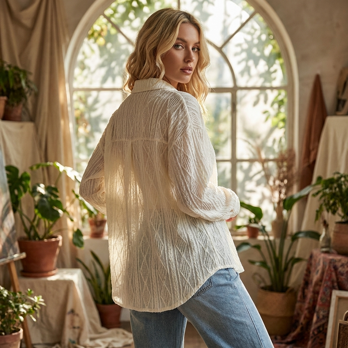 Women's Loose Color Block Sweater – Long Sleeve Relaxed Fit Pullover in Apricot