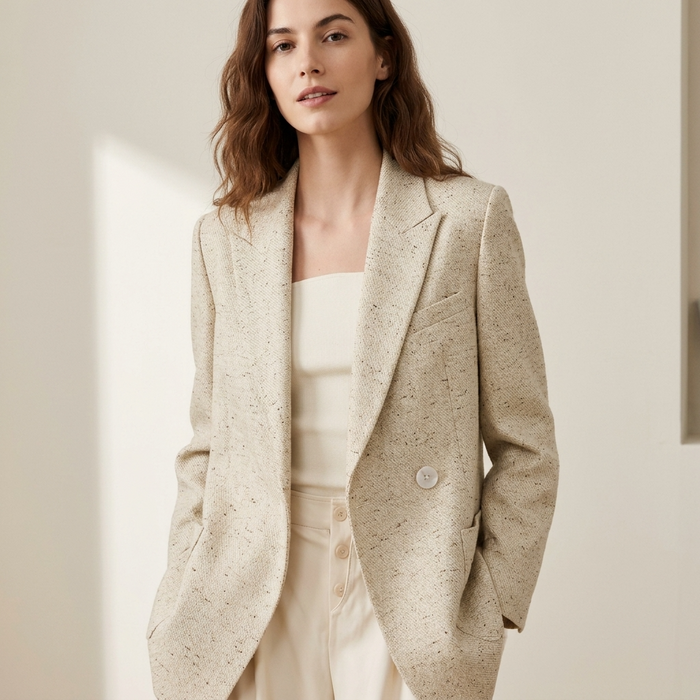 Women's Loose Fit Blazer Jacket – Minimalist Single-Button Suit Jacket with Lightweight Fabric & Elegant Casual-Professional Style