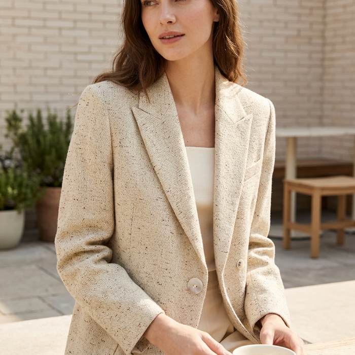 Women's Loose Fit Blazer Jacket – Minimalist Single-Button Suit Jacket with Lightweight Fabric & Elegant Casual-Professional Style