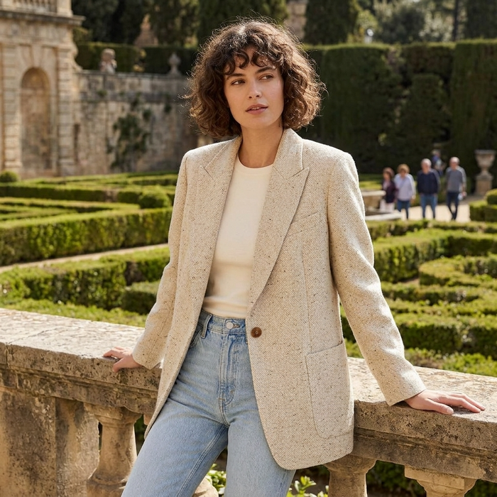 Women's Loose Fit Blazer Jacket – Minimalist Single-Button Suit Jacket with Lightweight Fabric & Elegant Casual-Professional Style