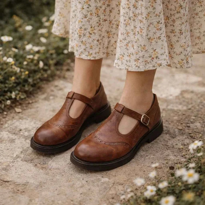 Women's Mary Jane Flat Shoes – PU Upper, Round Toe, Buckle Detail, Rubber Sole, Spring & Summer, 2 Colors