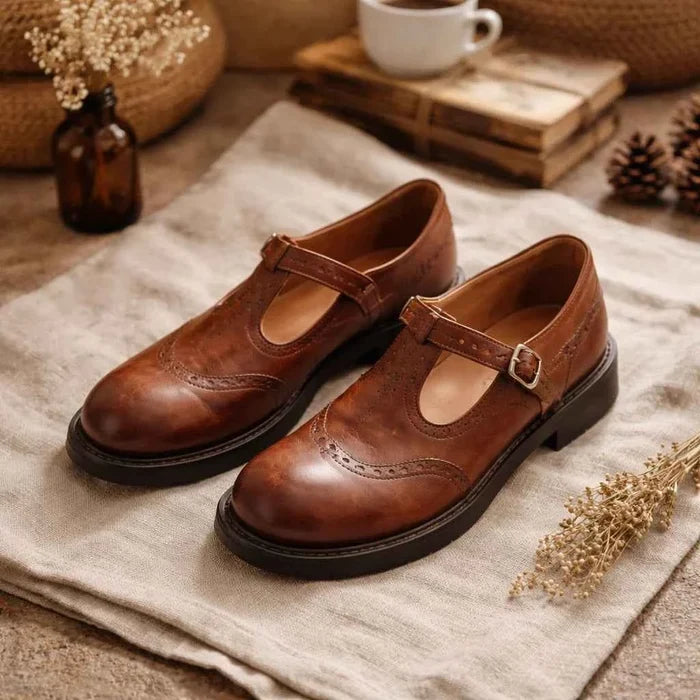 Women's Mary Jane Flat Shoes – PU Upper, Round Toe, Buckle Detail, Rubber Sole, Spring & Summer, 2 Colors