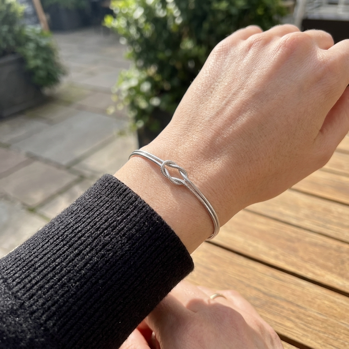 Women's Minimalist Knotted Double-Layer Snake Chain Bracelet & Necklace