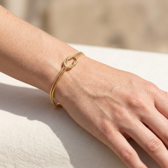 Women's Minimalist Knotted Double-Layer Snake Chain Bracelet & Necklace