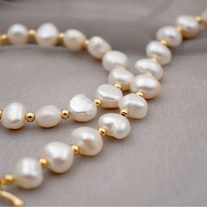 Women's Natural Baroque Pearl Bracelet – Genuine Freshwater Irregular 8–9mm White Pearl Jewelry