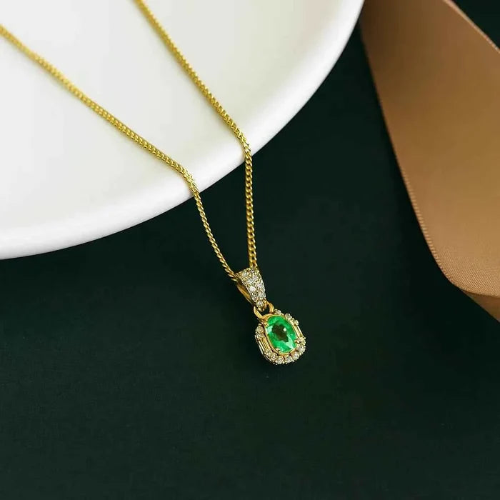 Women's Natural Colombian Emerald Jewelry Set – Sterling Silver with Adjustable Ring