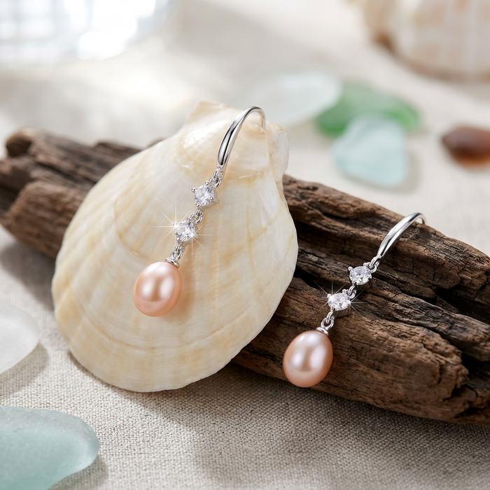 Women's Natural Freshwater Pearl Earrings – 925 Sterling Silver