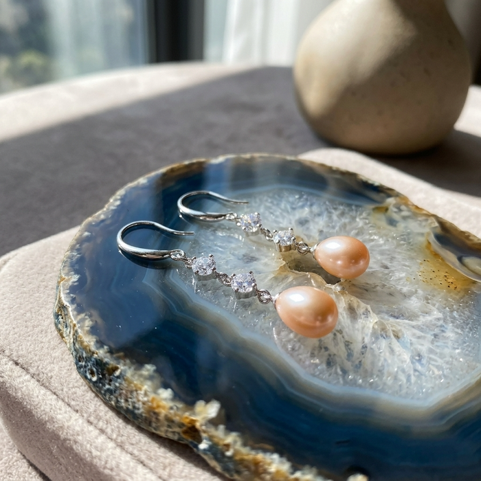 Women's Natural Freshwater Pearl Earrings – 925 Sterling Silver