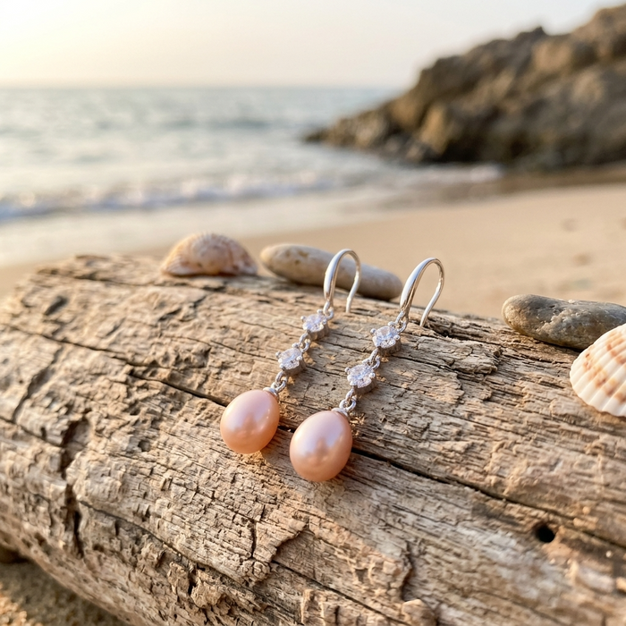 Women's Natural Freshwater Pearl Earrings – 925 Sterling Silver