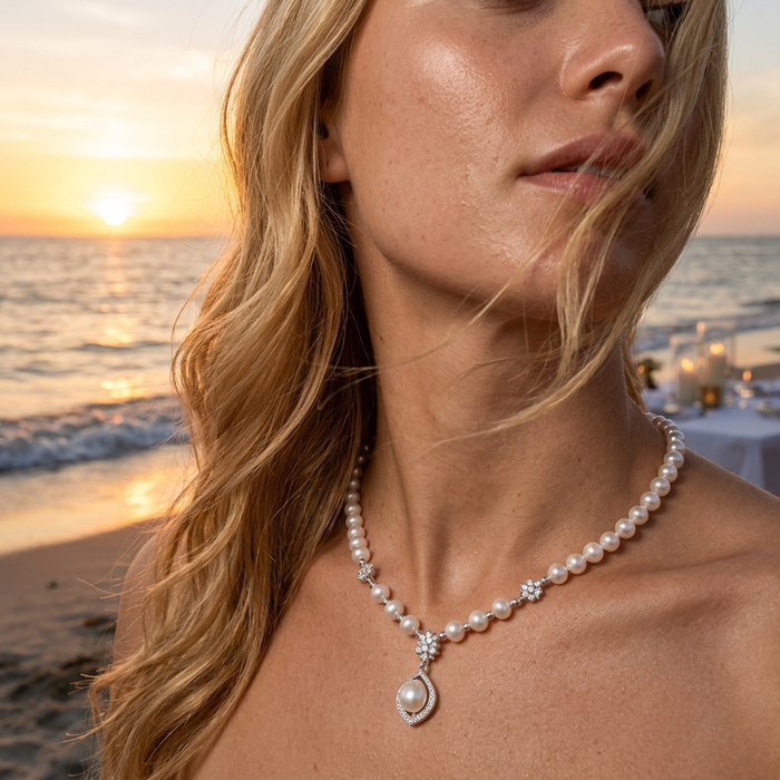 Women's Natural Freshwater Pearl Sterling Silver Necklace