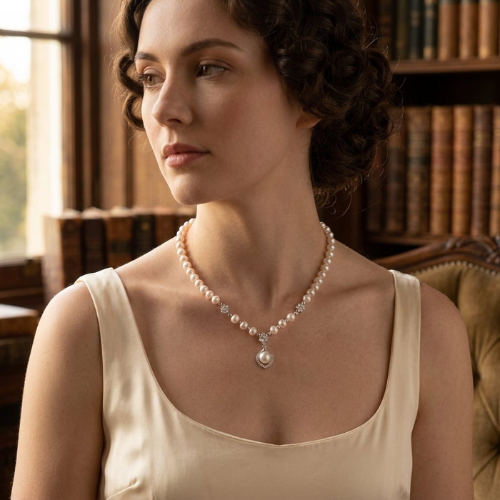 Women's Natural Freshwater Pearl Sterling Silver Necklace