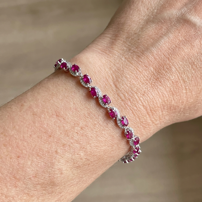 Women's Natural Garnet Sterling Silver Adjustable Bracelet