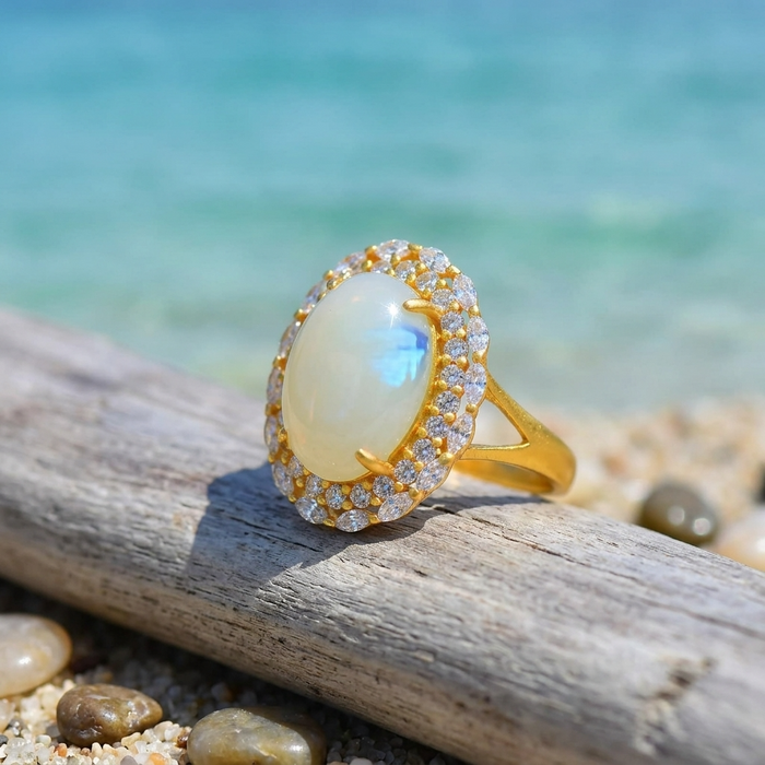 Women's Natural Hetian Jade Ring – 925 Sterling Silver Adjustable size