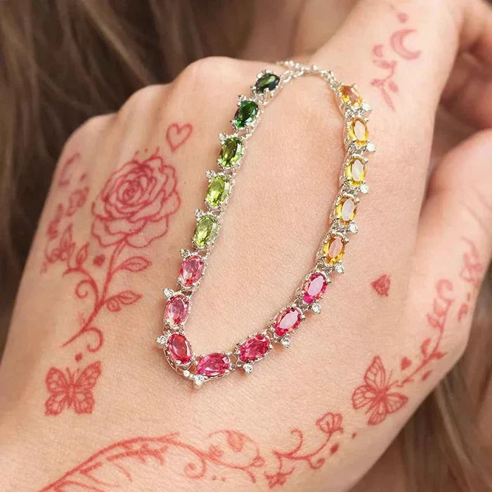 Women's Natural Tourmaline Bracelet – 925 Sterling Silver Fine Jewelry