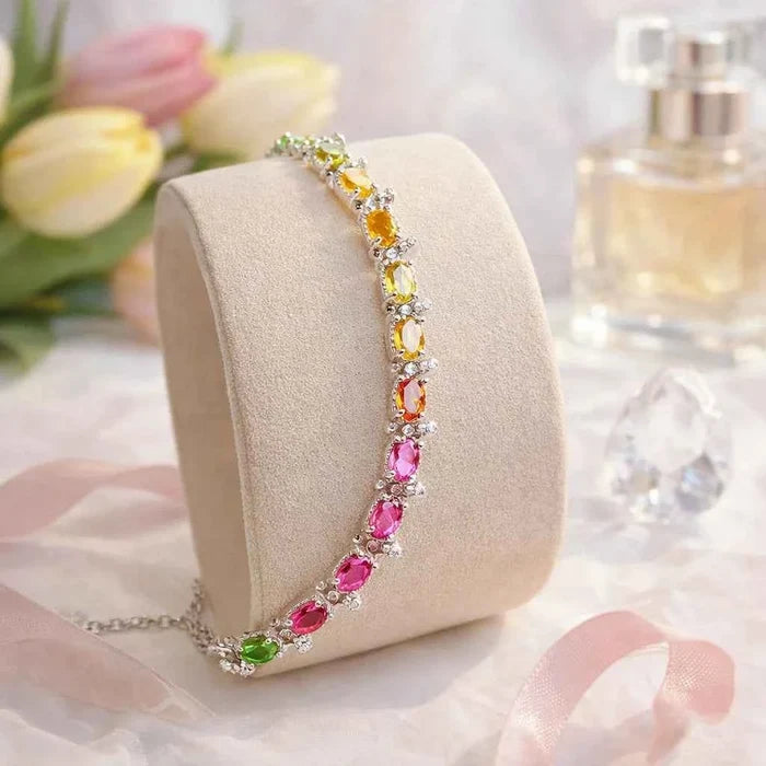 Women's Natural Tourmaline Bracelet – 925 Sterling Silver Fine Jewelry