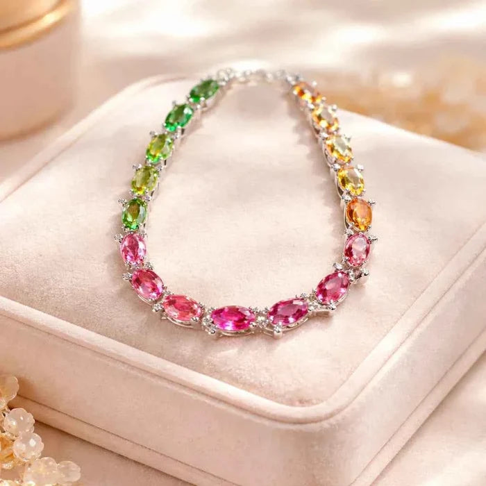Women's Natural Tourmaline Bracelet – 925 Sterling Silver Fine Jewelry