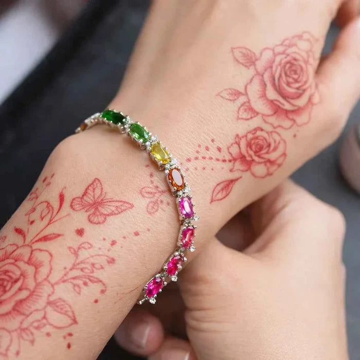 Women's Natural Tourmaline Bracelet – 925 Sterling Silver Fine Jewelry