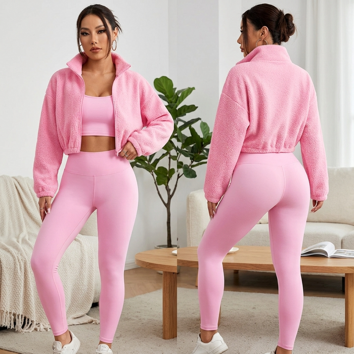 Women's Plush Fleece Sports Three-Piece Set