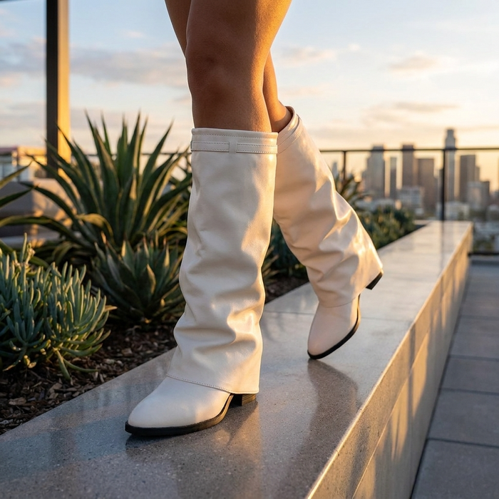 Women's Pointed Toe Wedge High Boots – Pile Style Belt Buckle Detail, Super High Heel, Autumn & Winter, 2 Colors