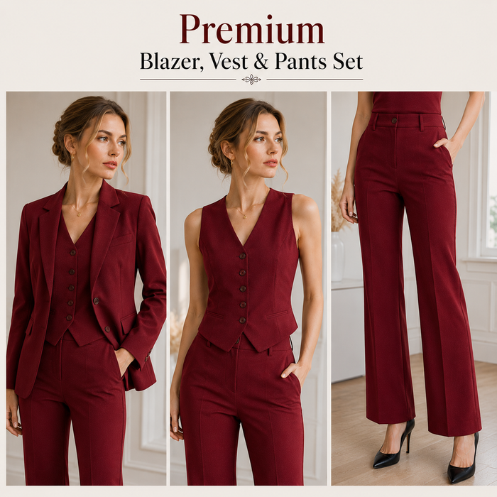 Women's Professional 3-Piece Suit Set – Jacket, Vest & Pants