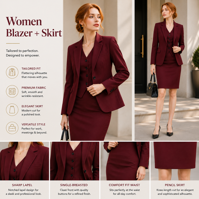 Women's Professional 3-Piece Suit Set – Jacket, Vest & Pants