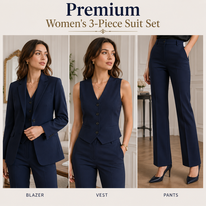 Women's Professional 3-Piece Suit Set – Jacket, Vest & Pants