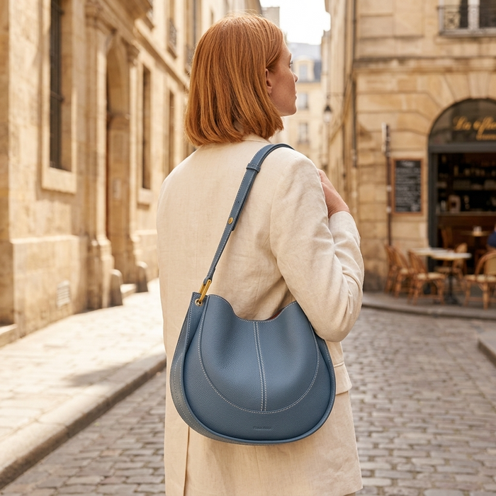 Women's PU Leather Saddle Shoulder Bag – Round Retro Crossbody with Multiple Compartments