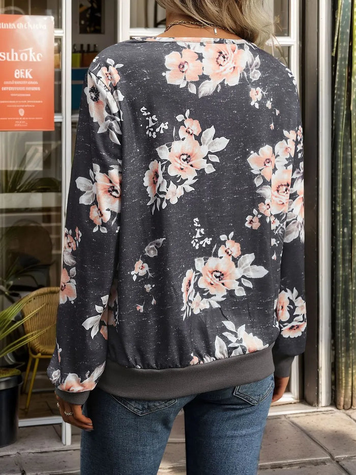 Women's pullover V-neck base sweater with printed hoodie for women