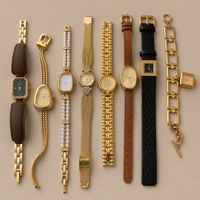 Women's Quartz Watch – Elegant 24-Hour Display with Butterfly Clasp, Leather & Metal Strap Options