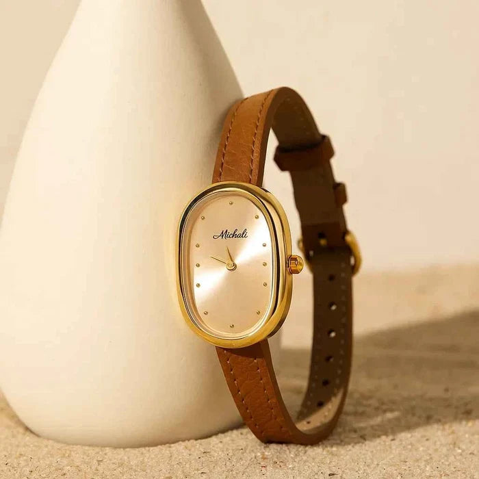Women's Quartz Watch – Elegant 24-Hour Display with Butterfly Clasp, Leather & Metal Strap Options