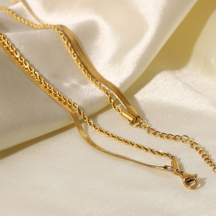 Women's Retro Double-Layer Gold-Plated Stainless Steel Necklace