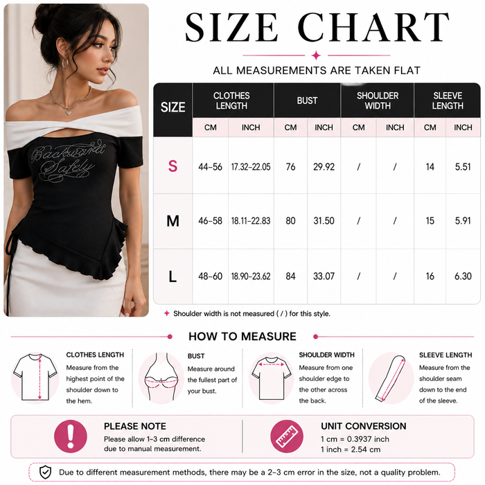 Women's Retro Off-Shoulder Ribbon Slim Fit T-Shirt – One-Line Collar Embroidered Short Sleeve Summer Crop Top
