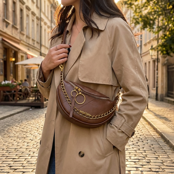 Women's Saddle Crossbody Bag – Small PU Leather Shoulder Purse with Detachable Chain Strap & Zipper Closure