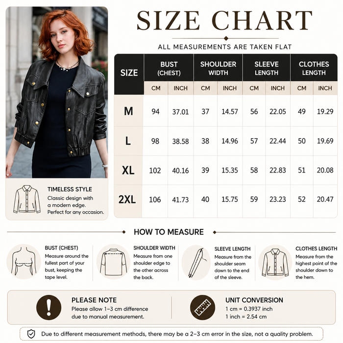 Women's Short Goatskin Leather Jacket – Genuine Leather Lapel Single-Breasted Cropped Urban Coat, M–2XL, 3 Colors