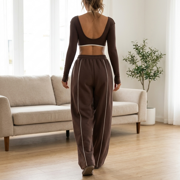Women's Silk Blend Flared Yoga Pants – High-Stretch Wide Leg