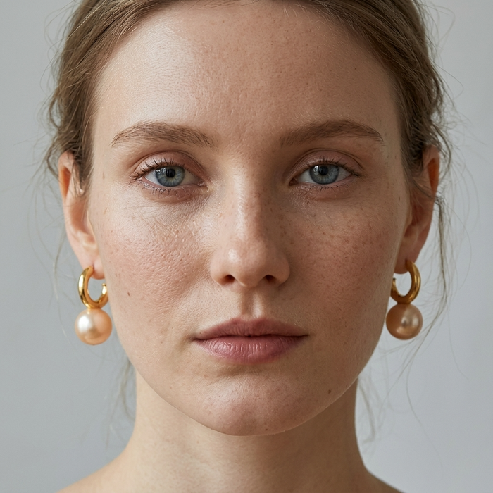 Women's Simple Large Pearl Hoop Earrings – French Style Gold & Silver Plated Minimalist Statement Jewelry