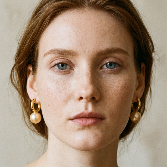 Women's Simple Large Pearl Hoop Earrings – French Style Gold & Silver Plated Minimalist Statement Jewelry