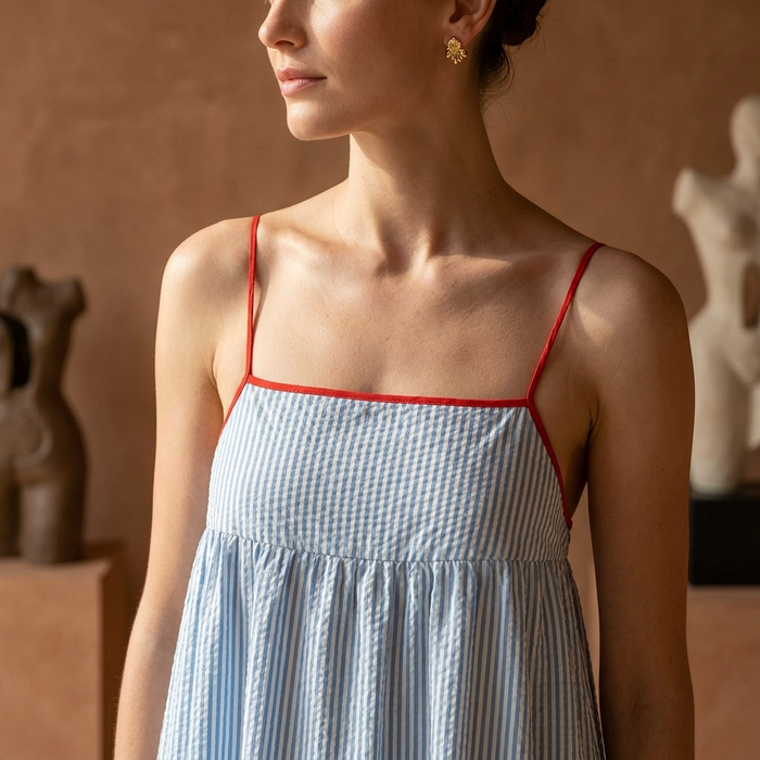 Women's Sleeveless Striped Maxi Dress – High Waist Slip Style