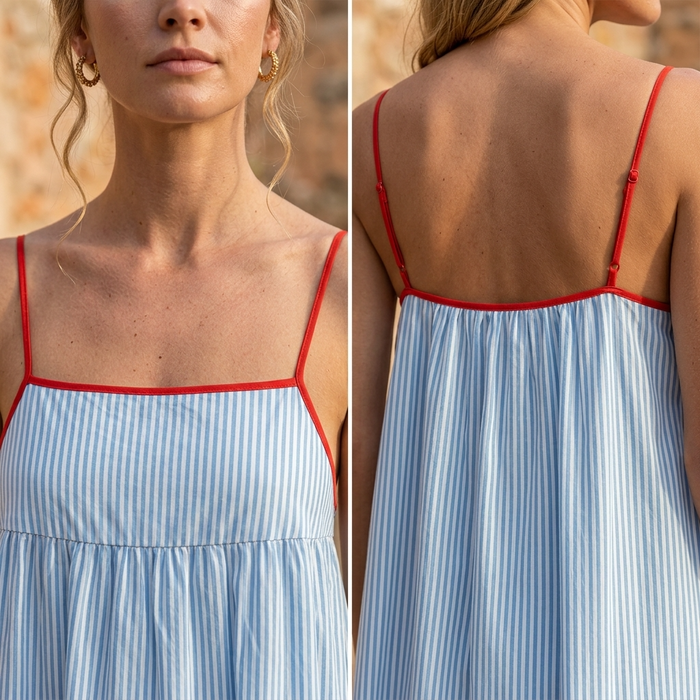 Women's Sleeveless Striped Maxi Dress – High Waist Slip Style