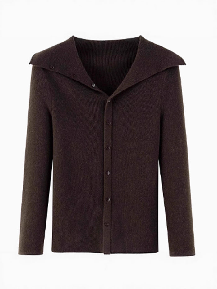 Women's Slim Fit Cardigan Sweater - Lapel Collar Button-Up Knit with Contrast Trim