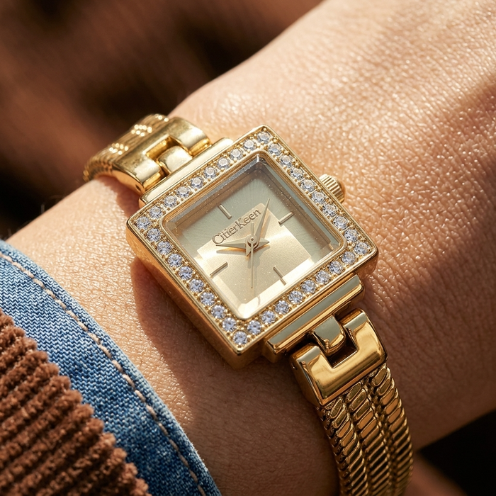 Women's Square Quartz Watch – Retro Alloy Bracelet Wristwatch