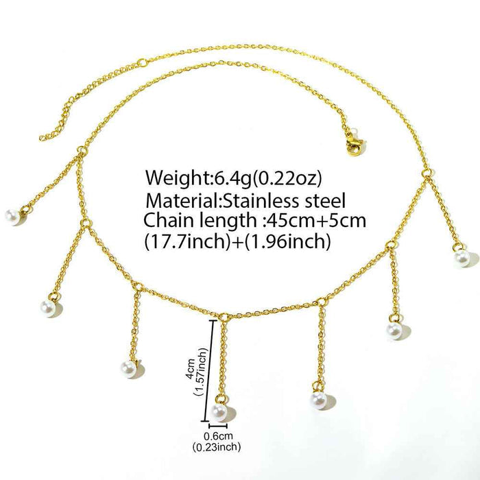 Women's Tassel Pearl Necklace – Elegant Drop-Shaped Imitation Pearl Pendant Long Chain, 51–60cm, Gold & Silver