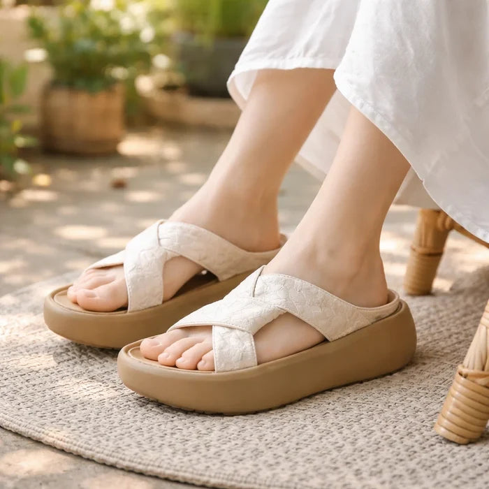 Women's Thick Sole Platform Sandals – Soft One-Strap Beach & Commuter Slippers, EU 34–41, 2 Colors