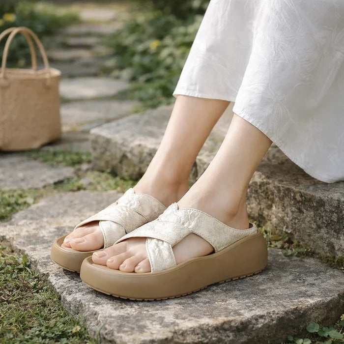 Women's Thick Sole Platform Sandals – Soft One-Strap Beach & Commuter Slippers, EU 34–41, 2 Colors