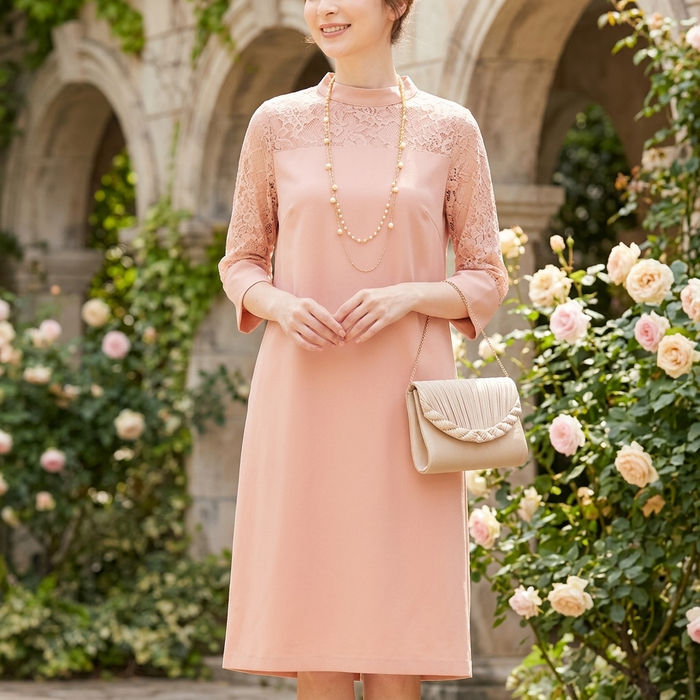 Women's Three-Quarter Sleeve Commute Dress – Elegant Zipper Polyester Dress