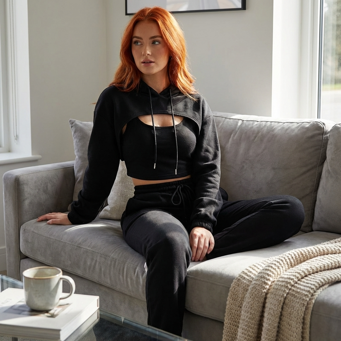 Women's Velvet Tracksuit Set – 3-Piece Hoodie Vest and Pants Fleece-Lined Casual Streetwear Outfit