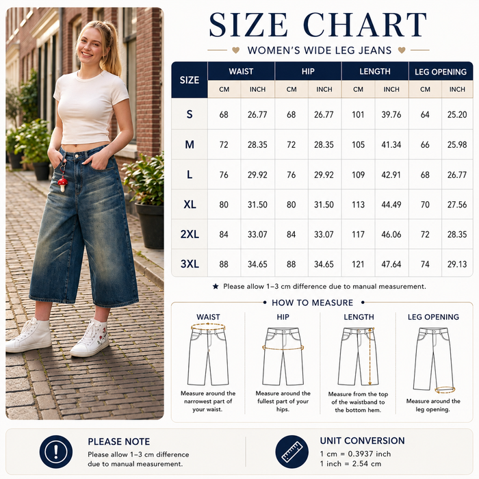 Women's Vintage Washed Denim Wide-Leg Cropped Pants